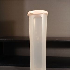 Tall Clear Container with Light Pink Lid